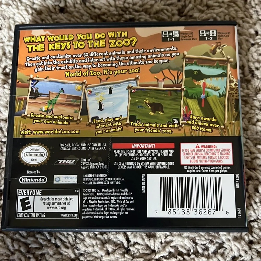 Nintendo DS World of Zoo video game with case